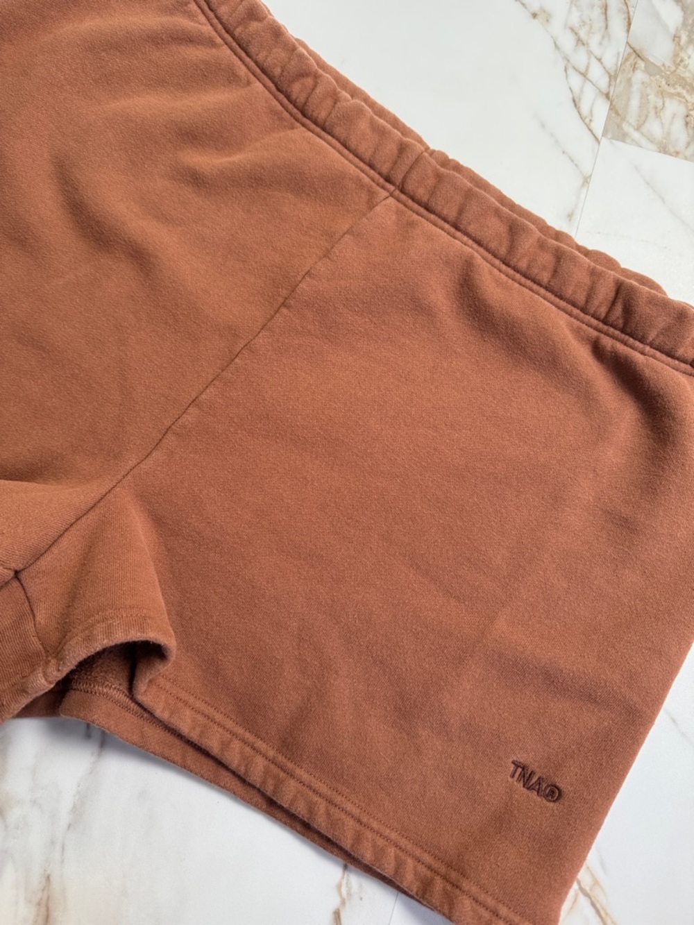 TNA Sweatfleece Cozy Perfect Fit Sweat Shorts Sz 2XL Lounge Spellout Embroidered